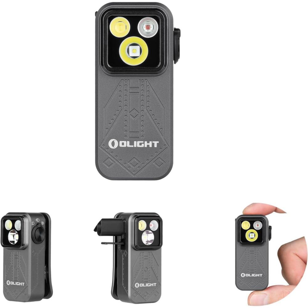 imageOLIGHT Oclip Pro EDC Flashlight Clipon Light Rechargeable 500 Lumens with Three Lighting Solutions TypeC Charging Magnetic Flash Lights for Signaling Cycling Outdoor or Indoor UseOD GreenGray