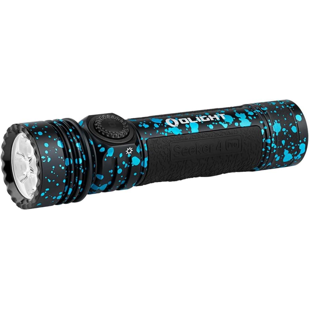 imageOLIGHT Seeker 4 Pro Rechargeable Flashlights 4600 Lumens High Powerful Bright Light with USB C Holster Waterproof IPX8 for Emergencies Camping Searching Midnight Blue Cool WhiteNeptune