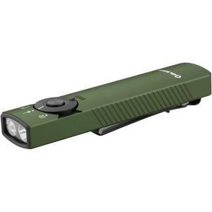 OLIGHT Arkfeld Pro Rechargeable EDC Flat Flashlight with Green Beam, UV and White LED Combo, 1300 Lumens Portable Pocket Lights, Triple Sources for Outdoors Emergency Working (Orange CW)(OD Green)