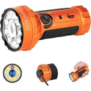 OLIGHT Marauder Mini 7,000 Lumens Bright Flashlight with 600 Meters Beam Distance, Powerful RGB Lights, Magnetic Rechargeable for Outdoors Work, Hunting, and Searching(Black)(Orange)