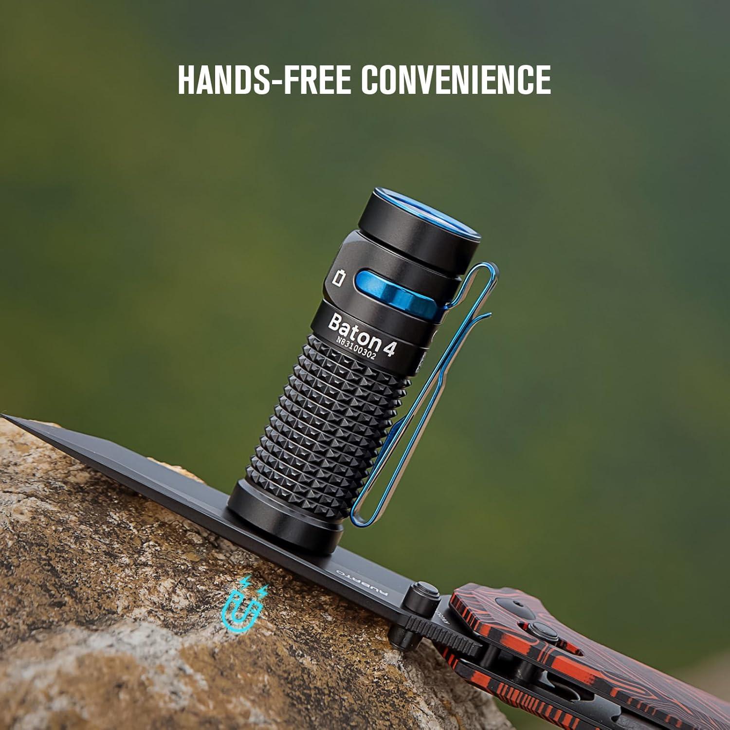 imageOLIGHT Baton4 Premium Edition EDC Flashlights 1300 Lumens with TypeC Charging Box Powered by Rechargeable Battery Small Bright Light IPX8 Waterproof for Emergencies Outdoors OD GreenBlack