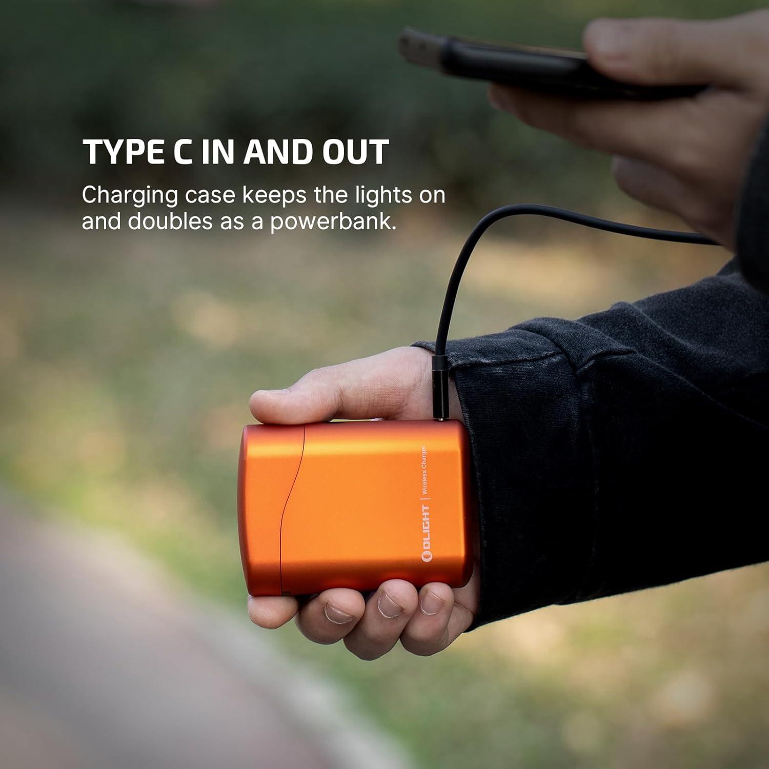 imageOLIGHT Baton4 Premium Edition EDC Flashlights 1300 Lumens with TypeC Charging Box Powered by Rechargeable Battery Small Bright Light IPX8 Waterproof for Emergencies Outdoors OD GreenOrange