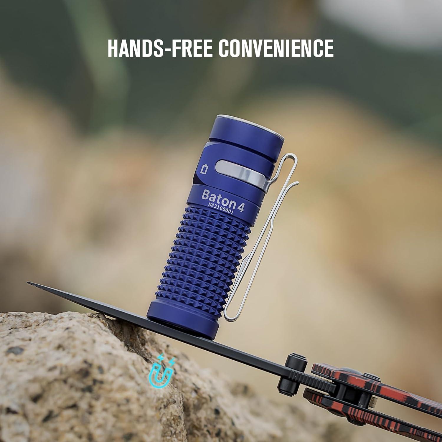 imageOLIGHT Baton4 Premium Edition EDC Flashlights 1300 Lumens with TypeC Charging Box Powered by Rechargeable Battery Small Bright Light IPX8 Waterproof for Emergencies Outdoors OD GreenRegal Blue