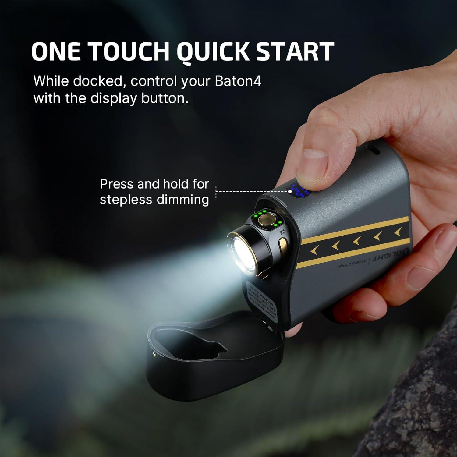 imageOLIGHT Baton4 Premium Edition EDC Flashlights 1300 Lumens with TypeC Charging Box Powered by Rechargeable Battery Small Bright Light IPX8 Waterproof for Emergencies Outdoors OD GreenFighter Pilot