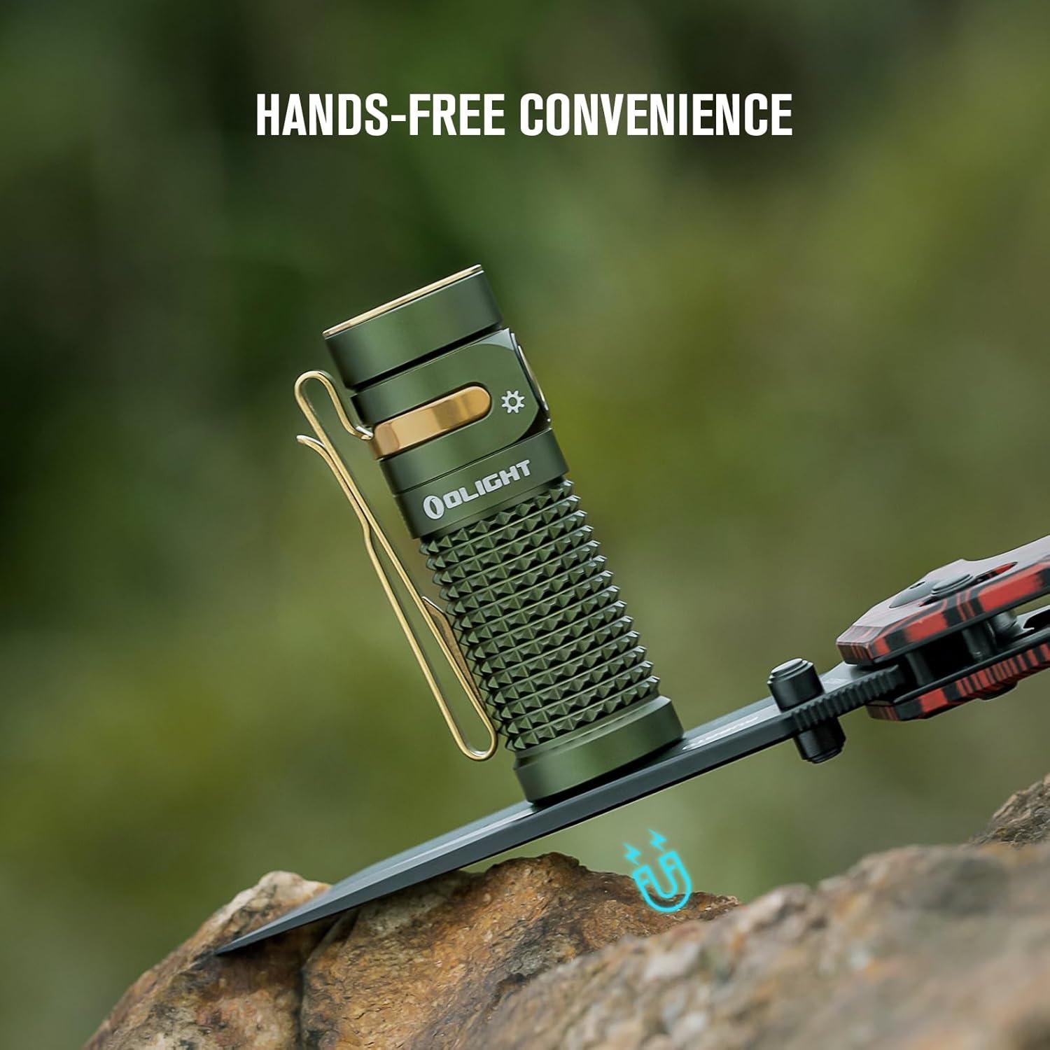 imageOLIGHT Baton4 Premium Edition EDC Flashlights 1300 Lumens with TypeC Charging Box Powered by Rechargeable Battery Small Bright Light IPX8 Waterproof for Emergencies Outdoors OD GreenOD Green