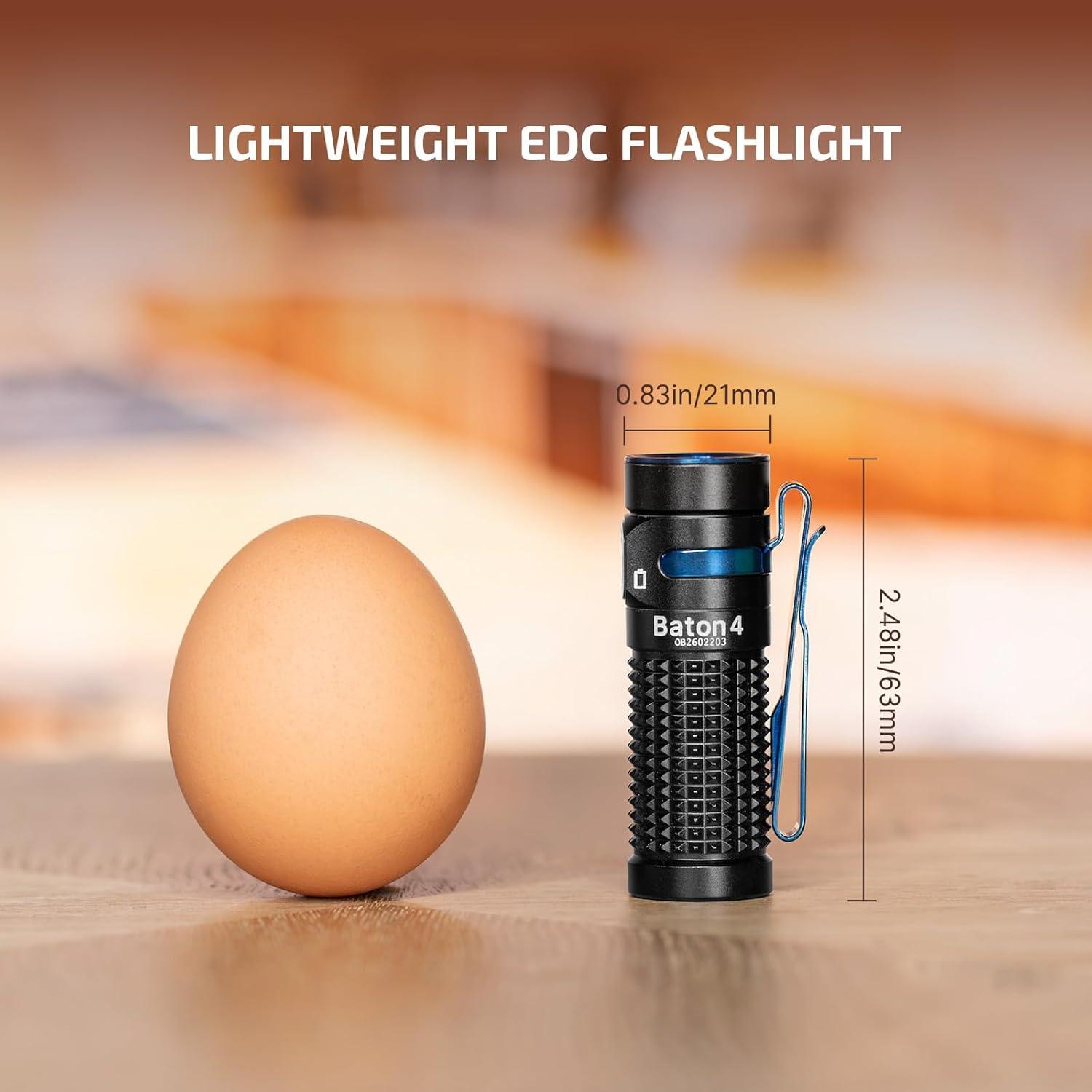 imageOLIGHT Baton4 Rechargeable EDC Flashlight LED Pocket Light 1300 Lumens with Magnetic Charging Cable 6 Modes IPX8 Waterproof Powerful Bright Flashlight for Home Camping and Emergencies OD GreenFighter Pilot
