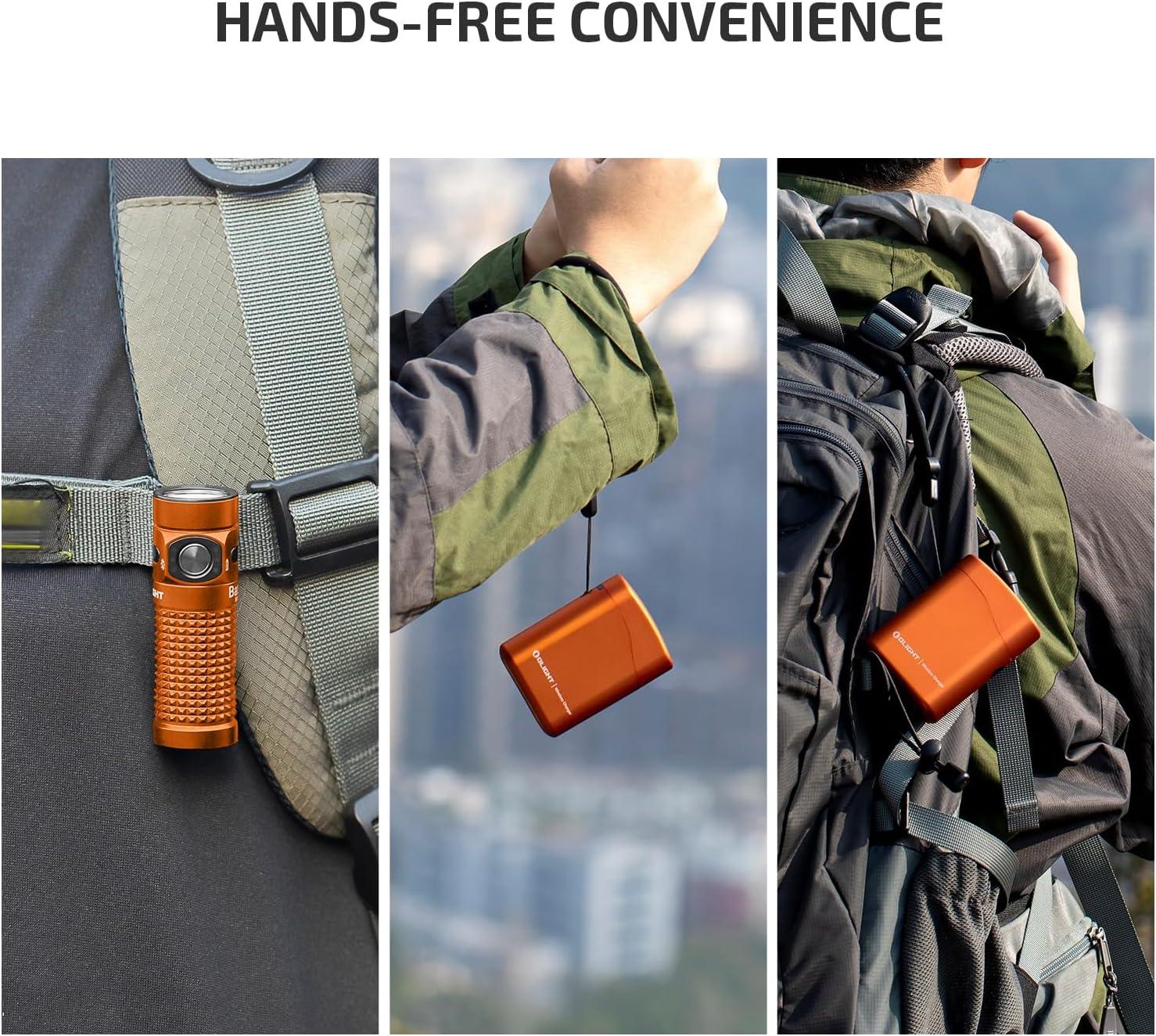 imageOLIGHT Baton4 Rechargeable EDC Flashlight LED Pocket Light 1300 Lumens with Magnetic Charging Cable 6 Modes IPX8 Waterproof Powerful Bright Flashlight for Home Camping and Emergencies OD GreenOrange