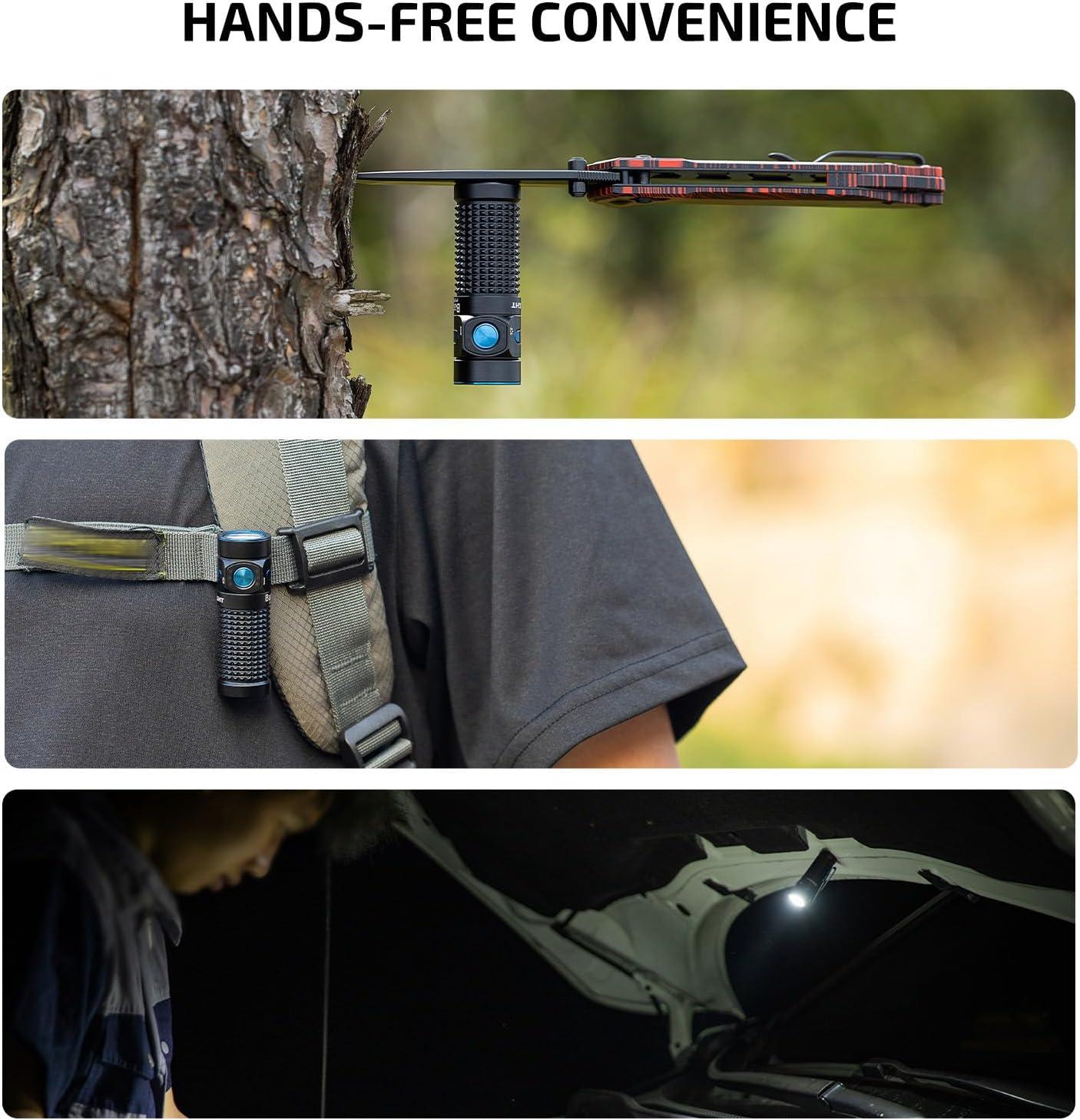 imageOLIGHT Baton4 Rechargeable EDC Flashlight LED Pocket Light 1300 Lumens with Magnetic Charging Cable 6 Modes IPX8 Waterproof Powerful Bright Flashlight for Home Camping and Emergencies OD GreenBlack