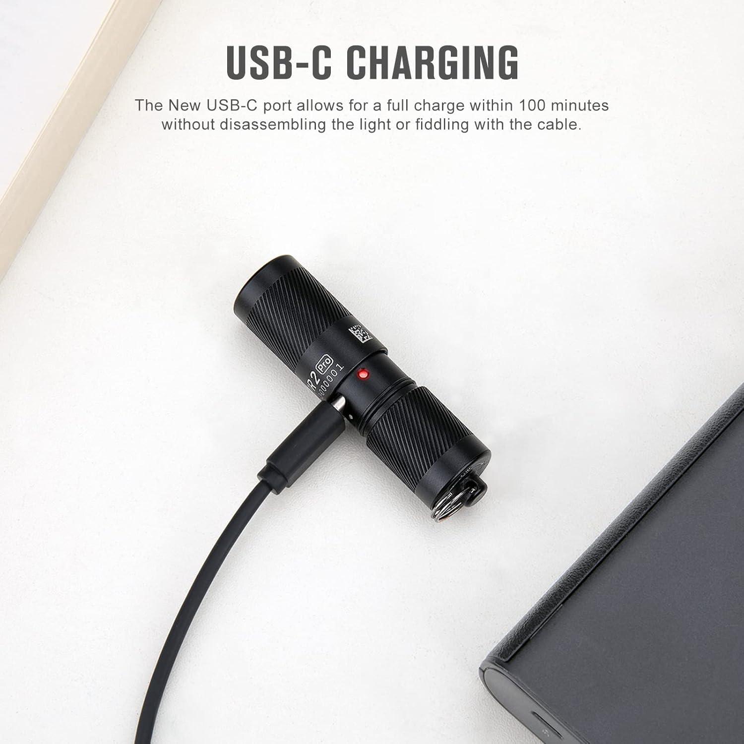 imageOLIGHT I1R 2 Pro Eos 180 Lumens EDC Rechargeable Keychain Flashlight Powered by Builtin Rechargeable Battery with TypeC USB Cable Slim Mini Handheld Light for Everyday Carry BlackBlack