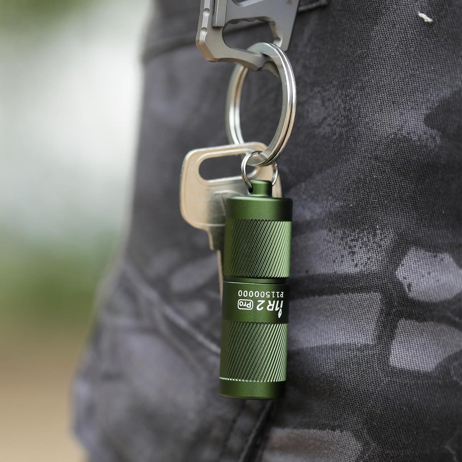 imageOLIGHT I1R 2 Pro Eos 180 Lumens EDC Rechargeable Keychain Flashlight Powered by Builtin Rechargeable Battery with TypeC USB Cable Slim Mini Handheld Light for Everyday Carry BlackOD Green
