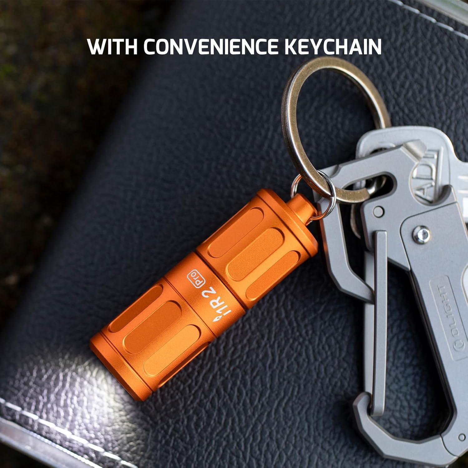 imageOLIGHT I1R 2 Pro Eos 180 Lumens EDC Rechargeable Keychain Flashlight Powered by Builtin Rechargeable Battery with TypeC USB Cable Slim Mini Handheld Light for Everyday Carry BlackOrange