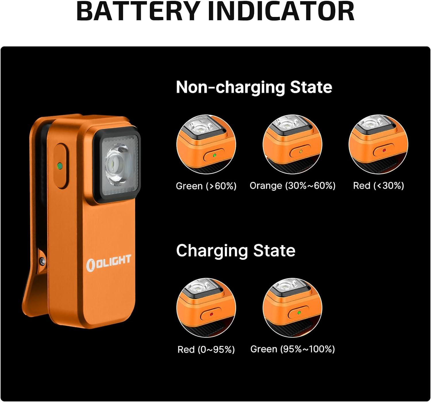 imageOLIGHT Oclip Rechargeable EDC Flashlight 300 Lumens Dual Sources Compact Pocket Clip Light Convenient USB C Charging Magnetic Flash Lights for Working Cycling Emergency Signaling ToolBlackOrange