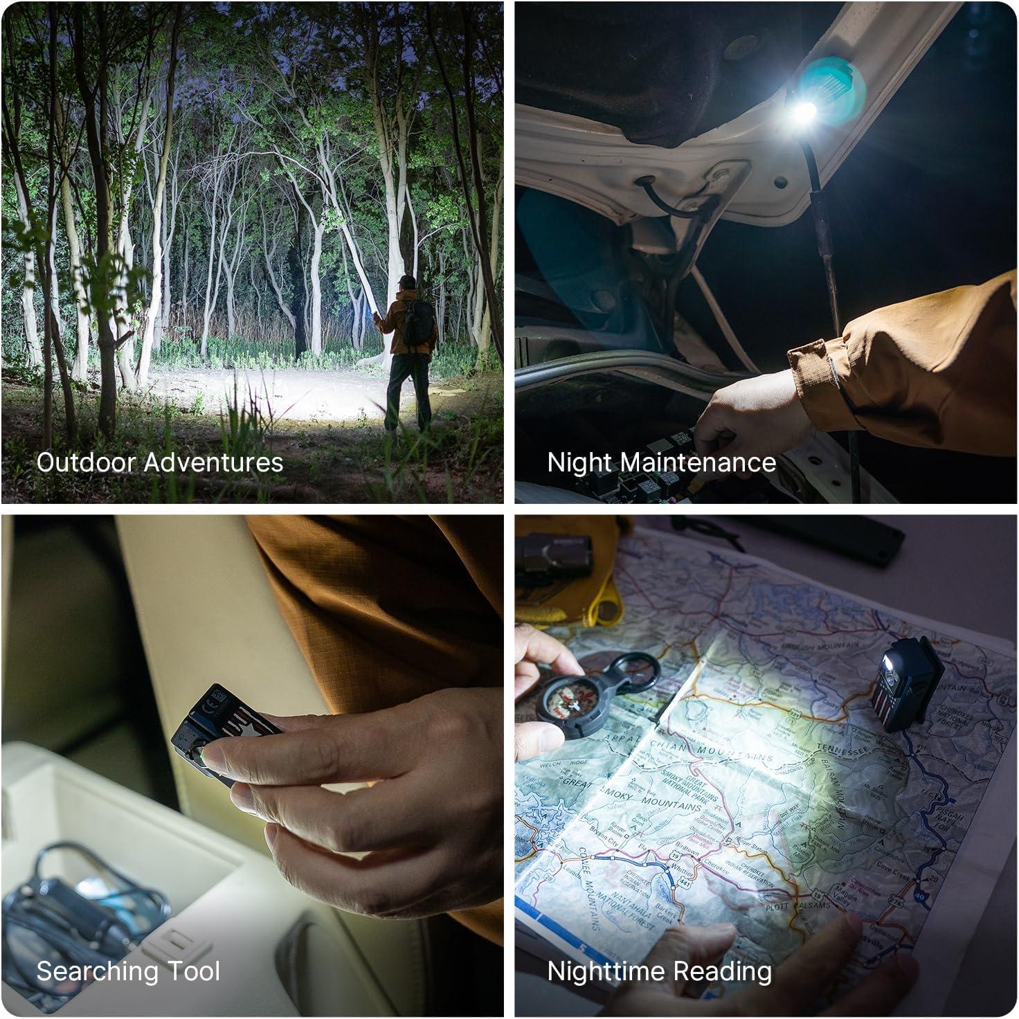imageOLIGHT Oclip Ultra EDC Flashlight Clipon Light 530 Lumens Rechargeable with TypeC Charging Combines Floodlight Spotlight and UV Triple Magnetic Lights for Inspection and Work Navy BlueStars Stripes Edition