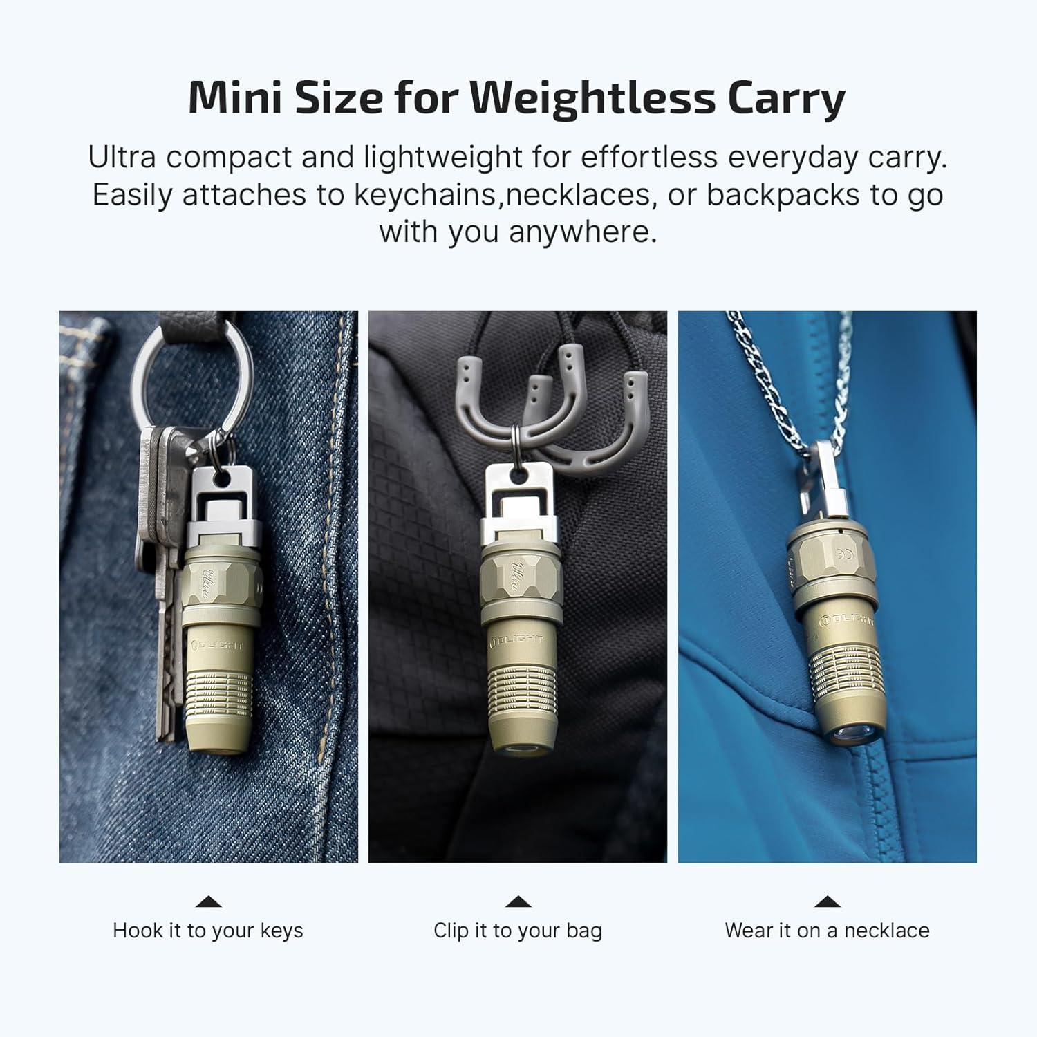 imageOLIGHT iUltra Rechargeable EDC Flashlight 80 Lumens Mini LED Keychain Light Easy take with Pocket or Attach to Keyring Bag for Everyday Carry and Emergencies OliveGreenOlive Green