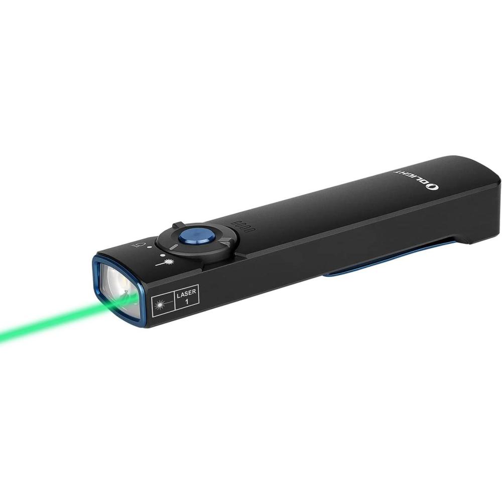 imageOLIGHT Arkfeld EDC Flat Flashlight 1000 Lumens White LED Light with Green Beam Combo Power by Rechargeable Builtin Battery for Outdoors Emergency Work Black CWBlack
