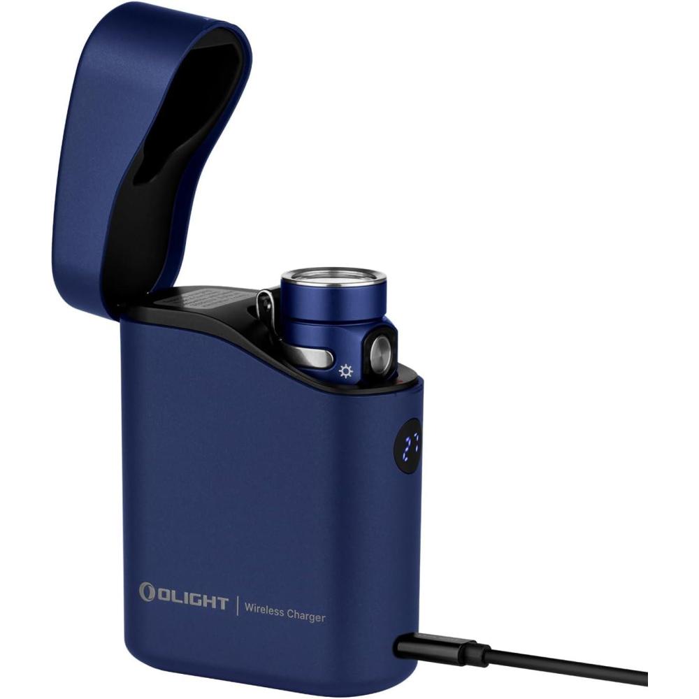 imageOLIGHT Baton4 Premium Edition EDC Flashlights 1300 Lumens with TypeC Charging Box Powered by Rechargeable Battery Small Bright Light IPX8 Waterproof for Emergencies Outdoors OD GreenRegal Blue