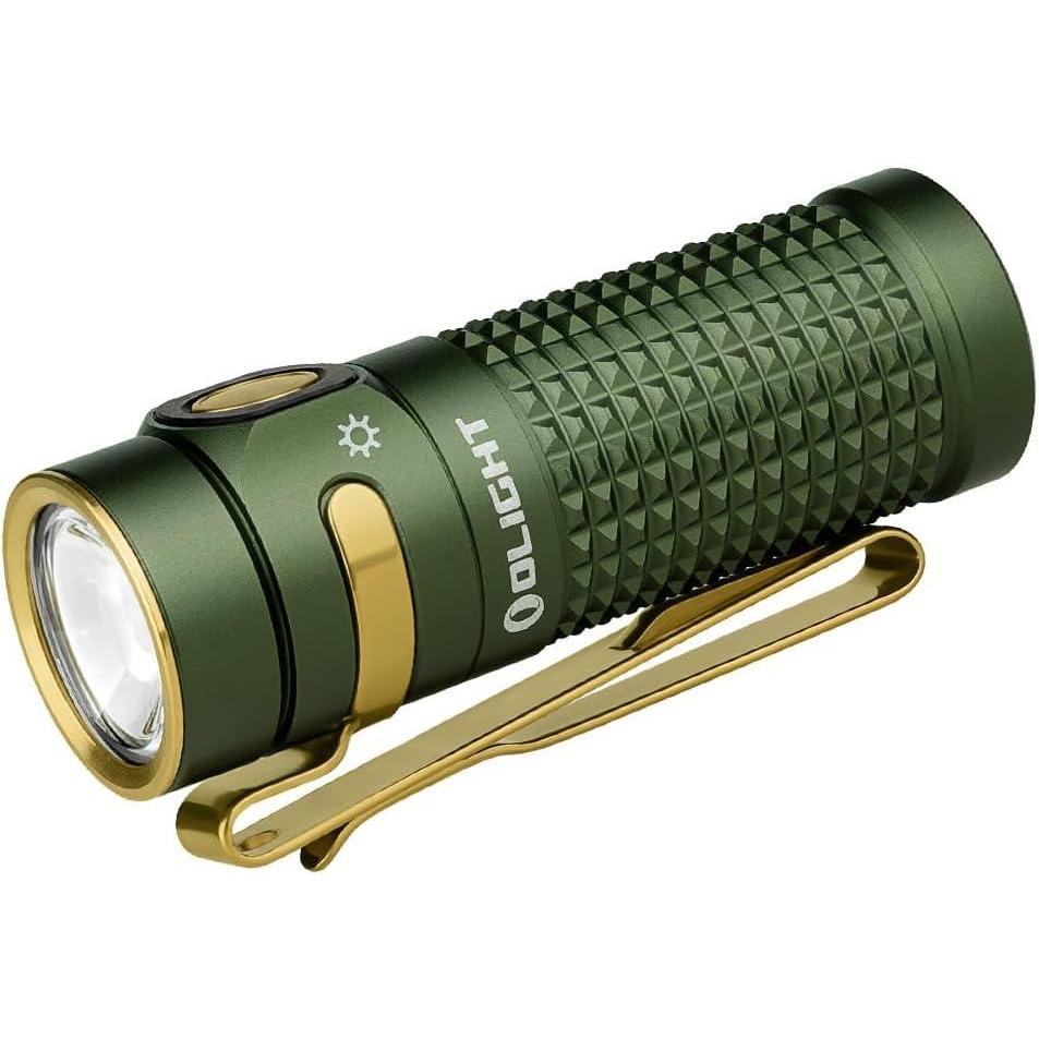 imageOLIGHT Baton4 Rechargeable EDC Flashlight LED Pocket Light 1300 Lumens with Magnetic Charging Cable 6 Modes IPX8 Waterproof Powerful Bright Flashlight for Home Camping and Emergencies OD GreenOD Green