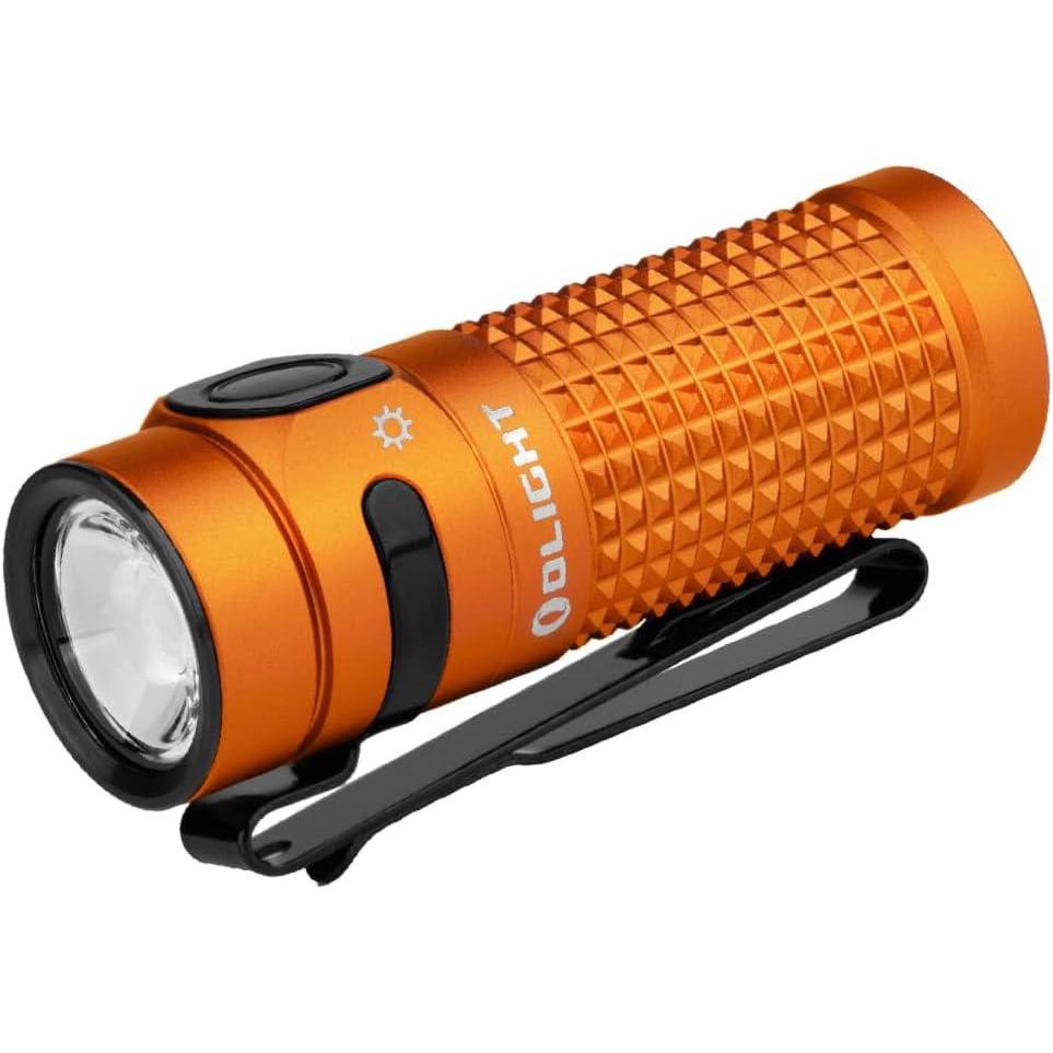imageOLIGHT Baton4 Rechargeable EDC Flashlight LED Pocket Light 1300 Lumens with Magnetic Charging Cable 6 Modes IPX8 Waterproof Powerful Bright Flashlight for Home Camping and Emergencies OD GreenOrange
