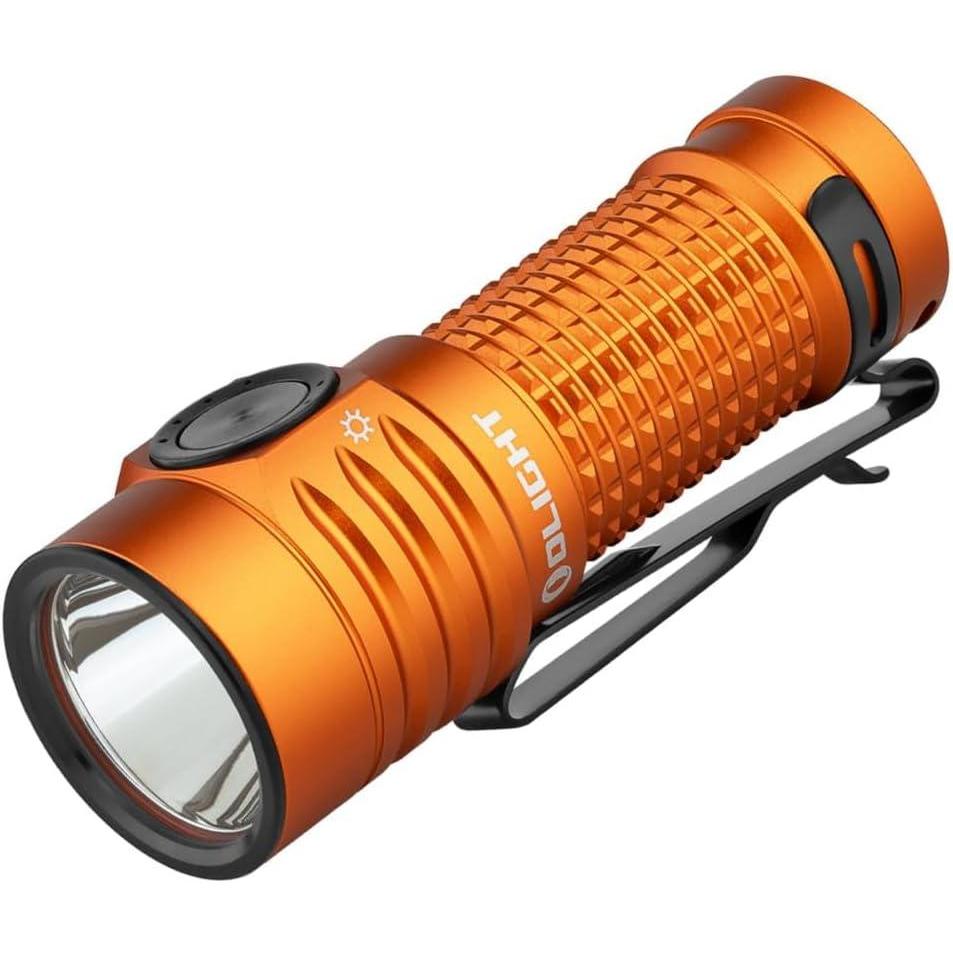 imageOLIGHT BatonTurbo EDC Flashlight Rechargeable with Magnetic Charging Cable and Lanyard 1000 Lumens Powerful LED Light 510 Meters Long Throw 5 Modes IPX8 Waterproof Light for Camping Hiking BlackOrange