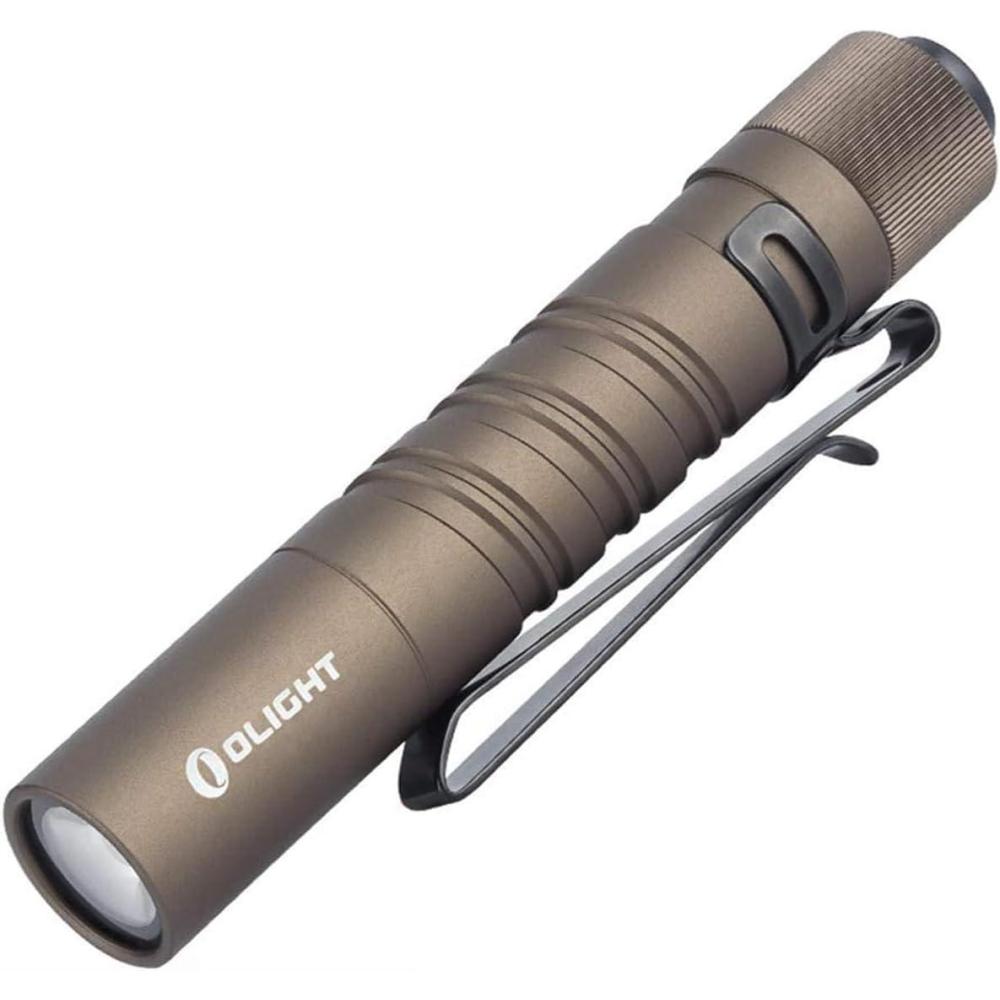 imageOLIGHT I3T EOS 180 Lumens DualOutput Slim EDC Flashlight for Camping and Hiking Tail Switch Flash Light with AAA Battery BlackDesert Tan