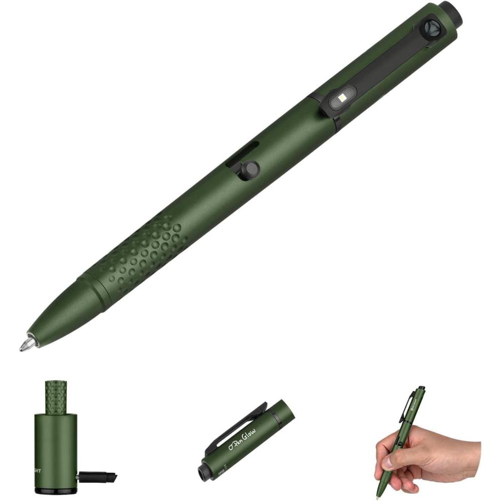 imageOLIGHT OPen Glow EDC Pen Light 120 Lumens with Green Beam Rechargeable LED Flashlight for Outdoor Uses Writing Adventure Professional Business GiftBlackOG Green