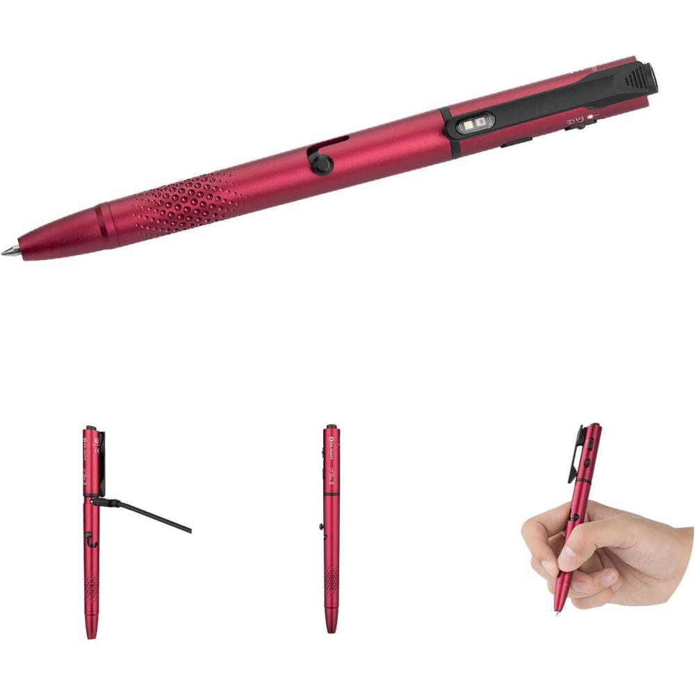 imageOLIGHT OPen 3 EDC Pen Light120 Lumens with Green Beam Red and White USBC Rechargeable LED Flashlight for Office Writing Presentation Outdoor Uses Professional Business GiftOrangeWine Red