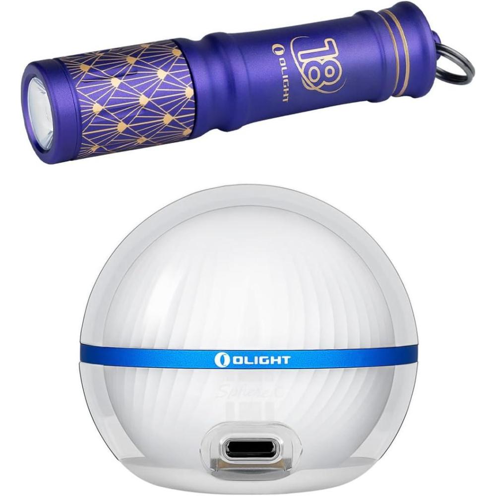 imageOLIGHT I3E EOS Keychain Flashlight 90 Lumens PMMA TIR Lens with AAA Battery Bundle Sphere C Smart Night Light USBC Rechargeable App Control Ambient Lighting Portable for Parties Camping