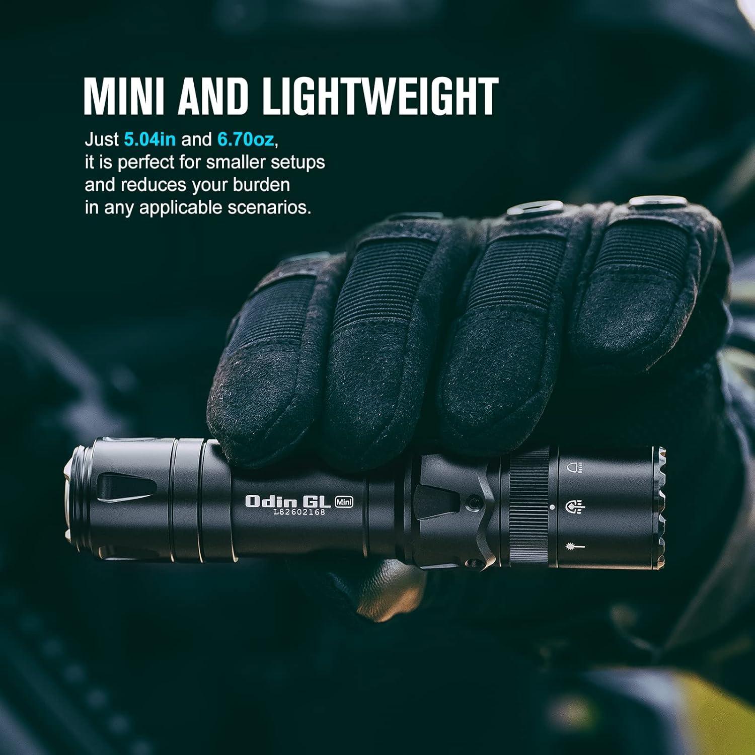 image:imageOLIGHT Odin GL Mini 1000 Lumens Picatinny Rail Mounted Rechargeable Tactical Flashlight with Green Beam and White LED Combo Removable Slide RailMount and DualButton Remote Pressure Switch BlackFLASHLIGHT