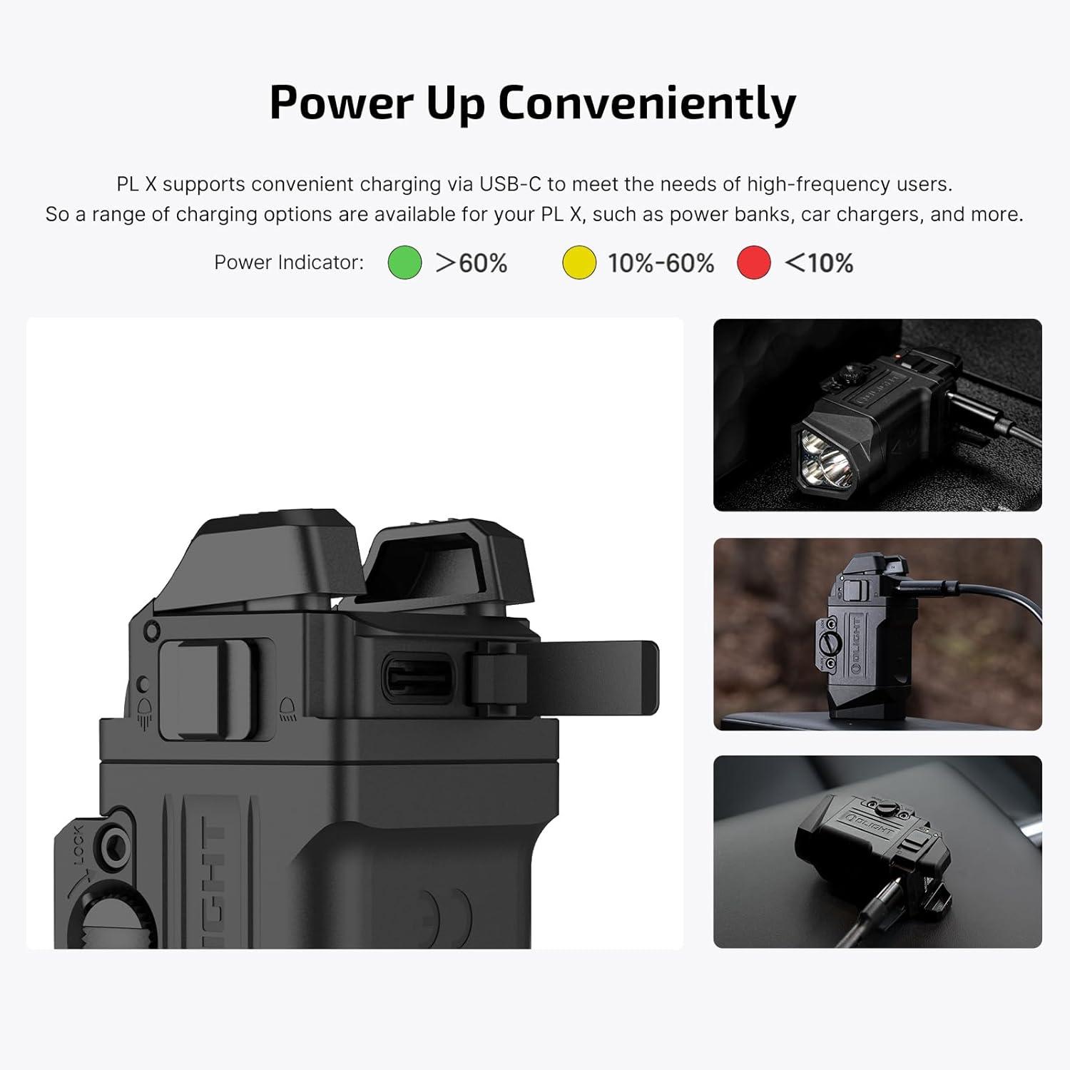 image:imageOLIGHT PL X Tactical Rail Mount Flashlight with 22500 Candela Spotlight and 1200 Lumens Floodlight Adjustable and Reversible Lugs USBC Compact Strobe Mount for Outdoor Searching Matte BlackBlack