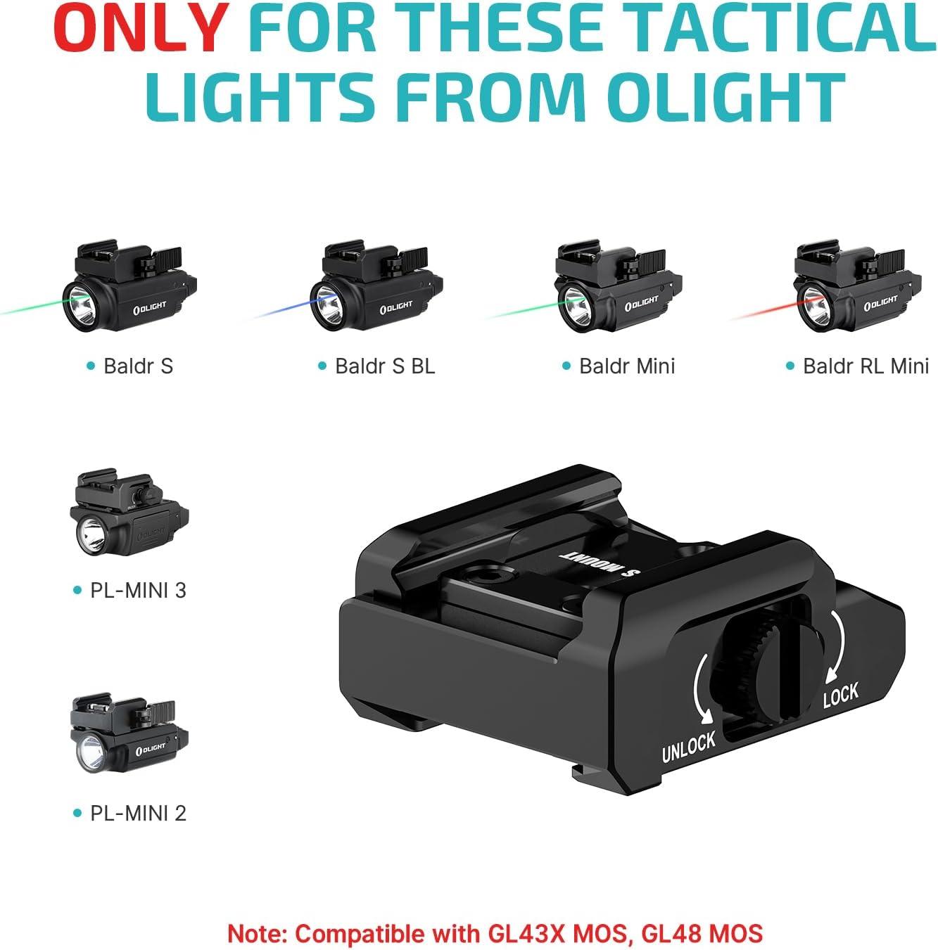 image:imageOLIGHT PLMini 3 Bundles 43X Mos Rail Mount 600Lumen Tactical Pistol Light Designed Exclusively and Solely for Railed G43X Mos48 Mos43X Rail48 Rail Handguns Black
