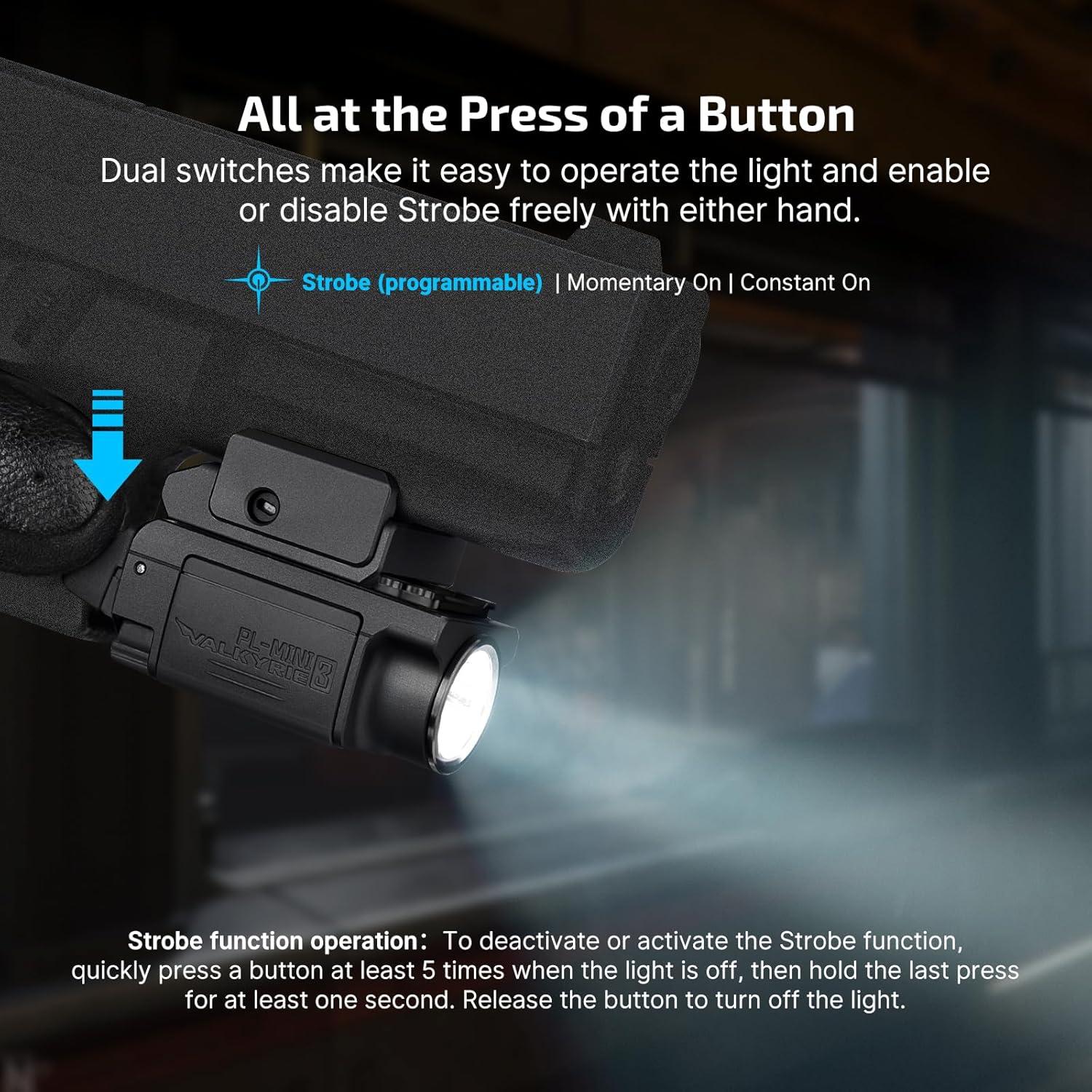 image:imageOLIGHT PLMini 3 Bundles 43X Mos Rail Mount 600Lumen Tactical Pistol Light Designed Exclusively and Solely for Railed G43X Mos48 Mos43X Rail48 Rail Handguns Black