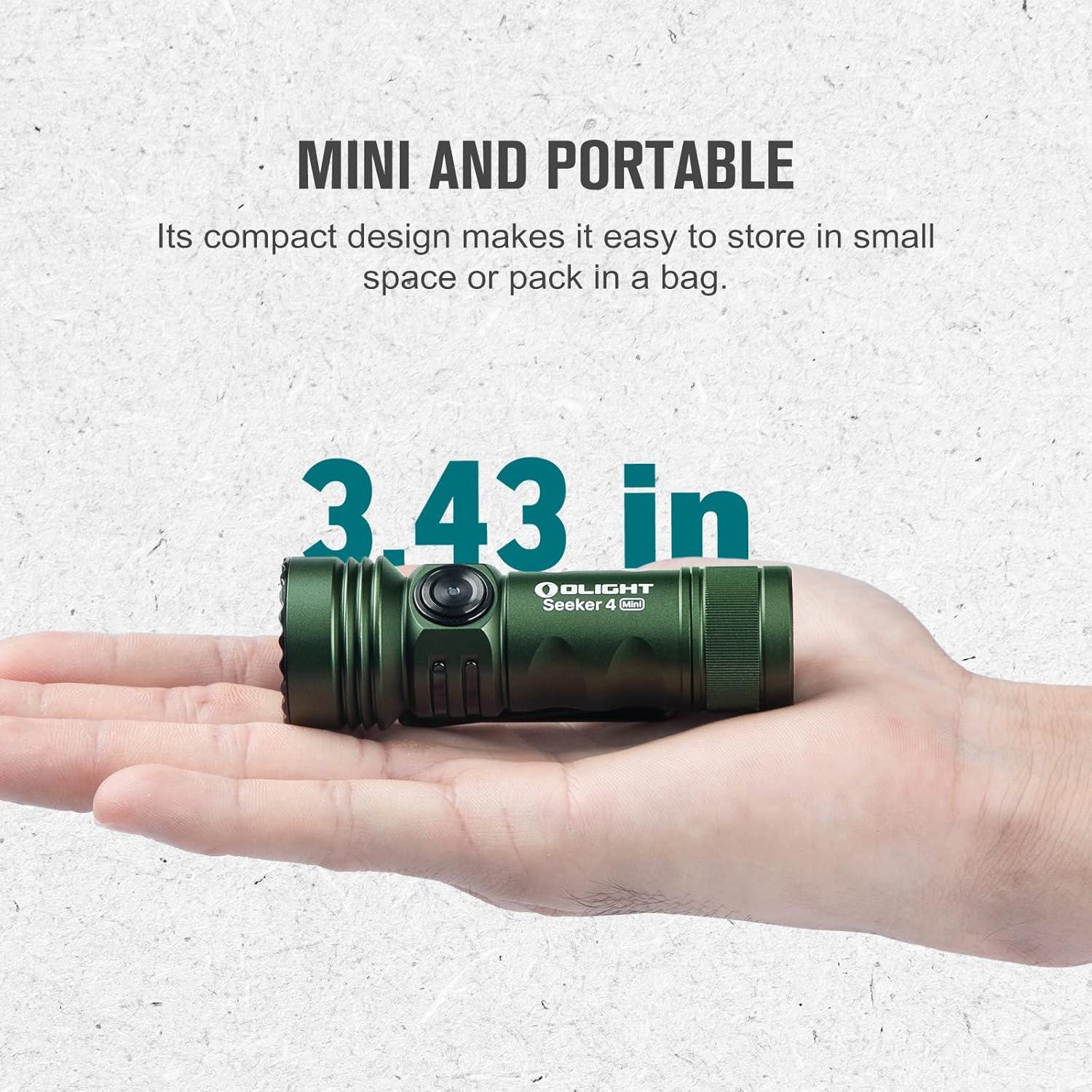 image:imageOLIGHT Seeker 4 Mini Rechargeable EDC Flashlight with 365nm UV and 1200 Lumens White Light Combo Portable Blacklight for Outdoors Cleanliness Detection and Emergency OD Green CWOD Green