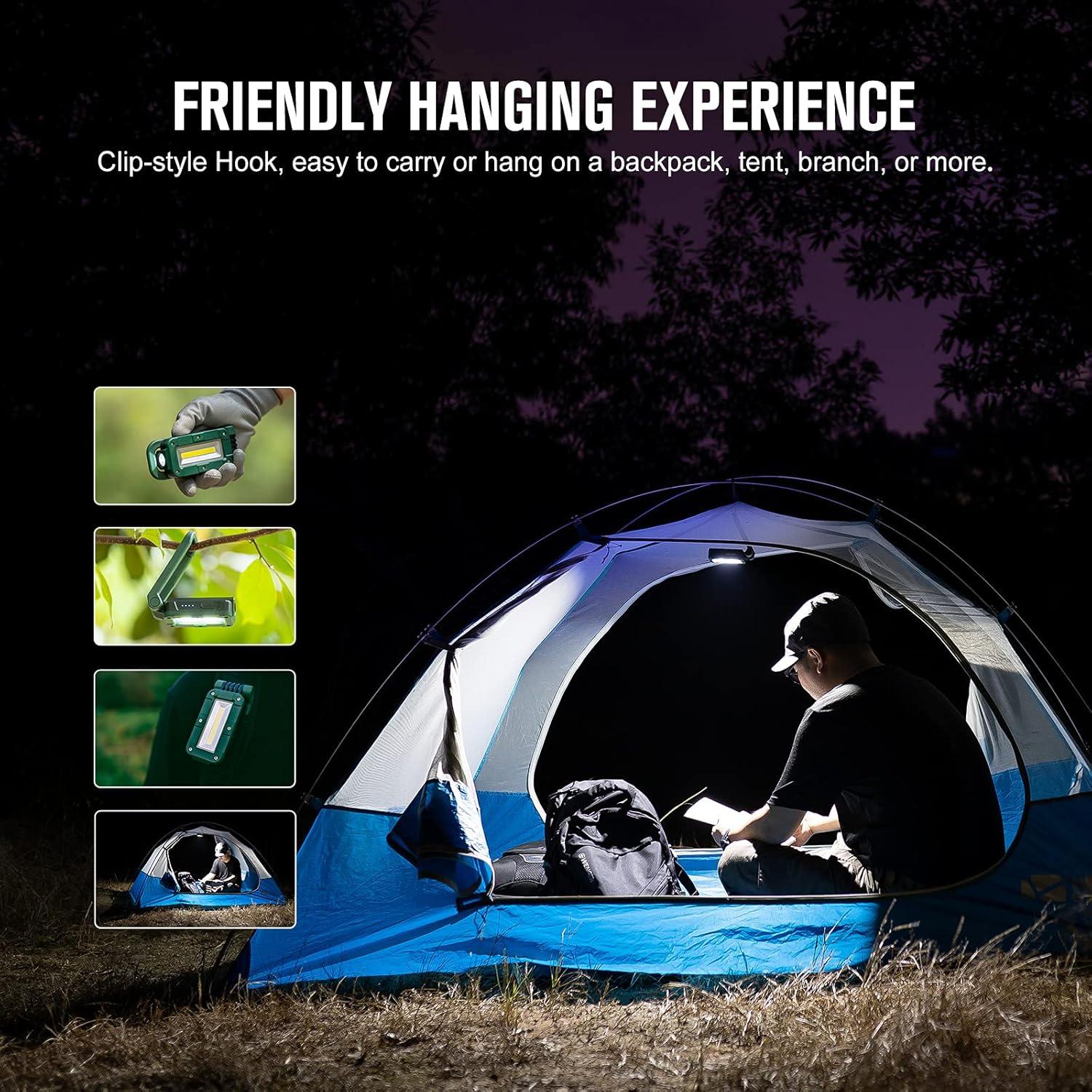 image:imageOLIGHT Swivel 400 Lumens Rechargeable COB Work Light with Magnetic Base and Hanging Hook 180 Rotate and 5 Light Modes Worklight for Car Repair Grill Camping and Emergency Use Moss GreenMoss Green