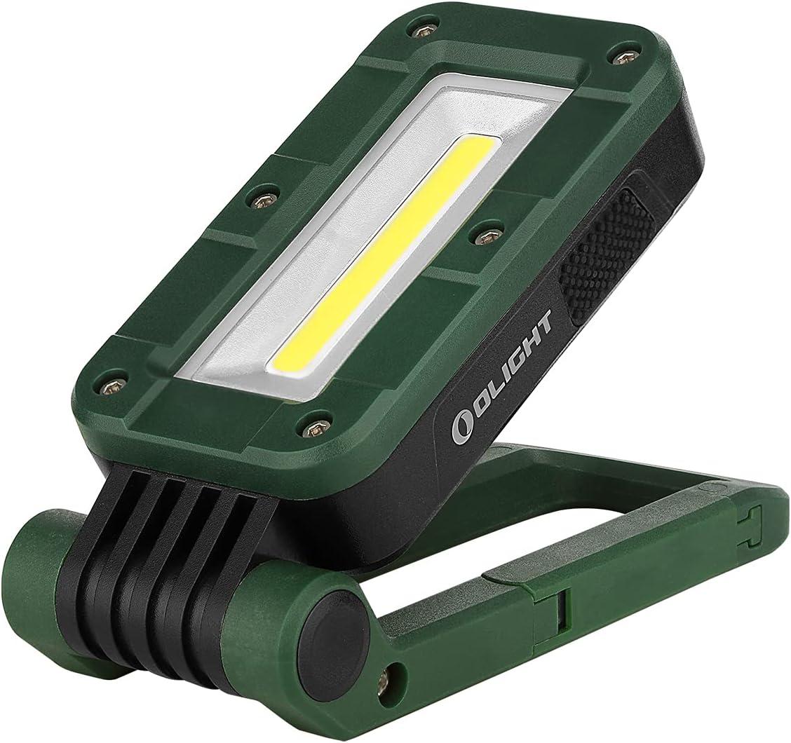 image:imageOLIGHT Swivel 400 Lumens Rechargeable COB Work Light with Magnetic Base and Hanging Hook 180 Rotate and 5 Light Modes Worklight for Car Repair Grill Camping and Emergency Use Moss GreenMoss Green
