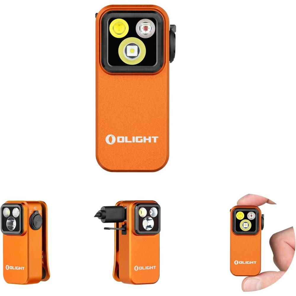 image:imageOLIGHT Oclip Pro EDC Flashlight Clipon Light Rechargeable 500 Lumens with Three Lighting Solutions TypeC Charging Magnetic Flash Lights for Signaling Cycling Outdoor or Indoor UseWhiteOrange