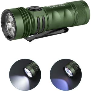 OLIGHT Seeker 4 Mini Rechargeable EDC Flashlight with 365nm UV and 1200 Lumens White Light Combo, Portable Blacklight for Outdoors, Cleanliness Detection and Emergency (OD Green CW)(OD Green)