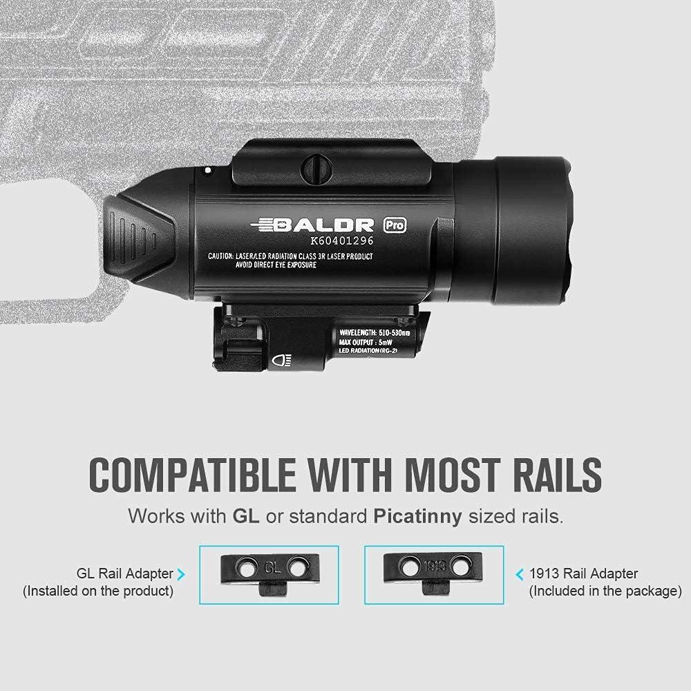 image:imageOLIGHT Baldr Pro 1350 Lumens Tactical Weaponlight with Green Light and White LED 260 Meters Beam Distance Compatible with 1913 or GL Rail Batteries IncludedDesert TanBlack