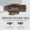 OLIGHT Baldr Pro 1350 Lumens Tactical Weaponlight with Green Light and White LED, 260 Meters Beam Distance Compatible with 1913 or GL Rail, Batteries Included(Desert Tan)(Desert Tan)