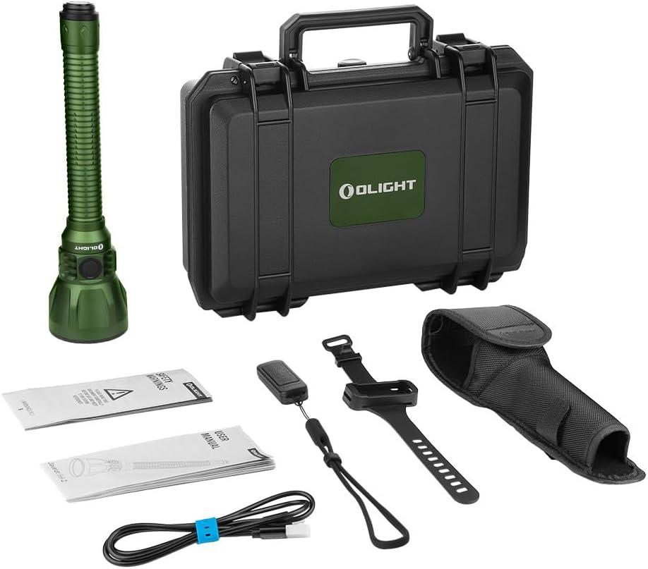 image:imageOLIGHT Javelot Turbo 2 1800 Lumen Rechargeable Tactical Flashlight with LongRange 4921ft Throw DualSwitch LED Hunting Light with Wireless Remote 8M Control Battery Pack amp USB C Cable OD GreenOD Green