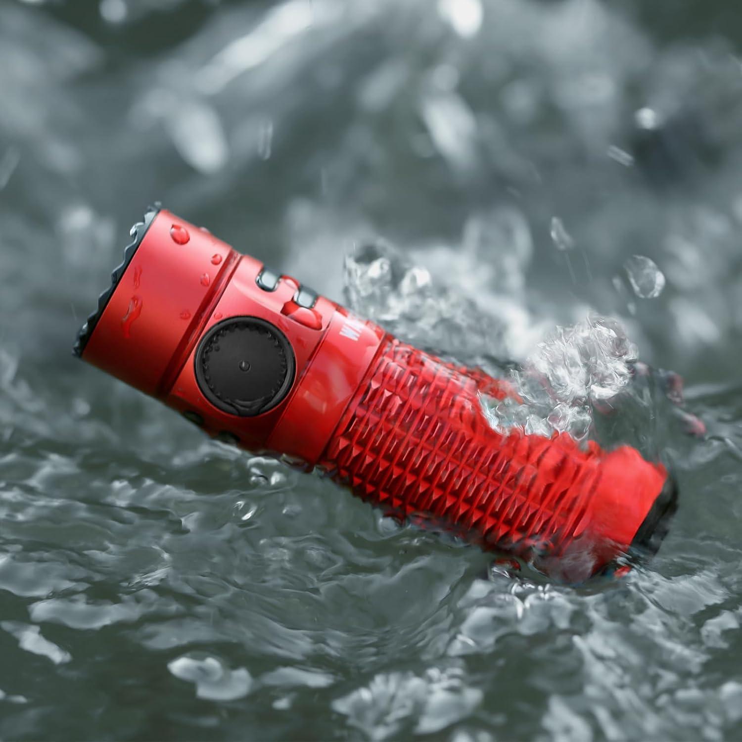 image:imageOLIGHT Warrior Nano Tactical Flashlight 1200 Lumens Rechargeable LED Light with MCC Charger Dual Switches EDC for Emergency Outdoors and Camping RedRed