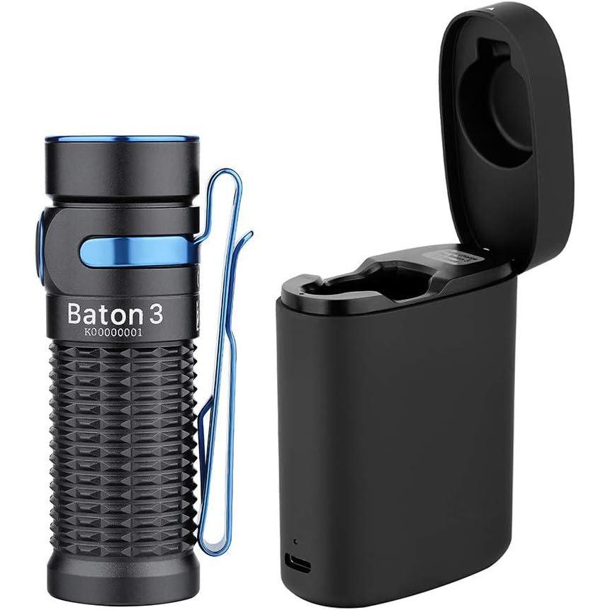 image:imageOLIGHT Baton3 Premium Edition EDC Flashlights Rechargeable 1200 Lumens Compact LED Flashlight with TypeC Charging Box Powered by a Single Rechargeable Battery BlackBlack