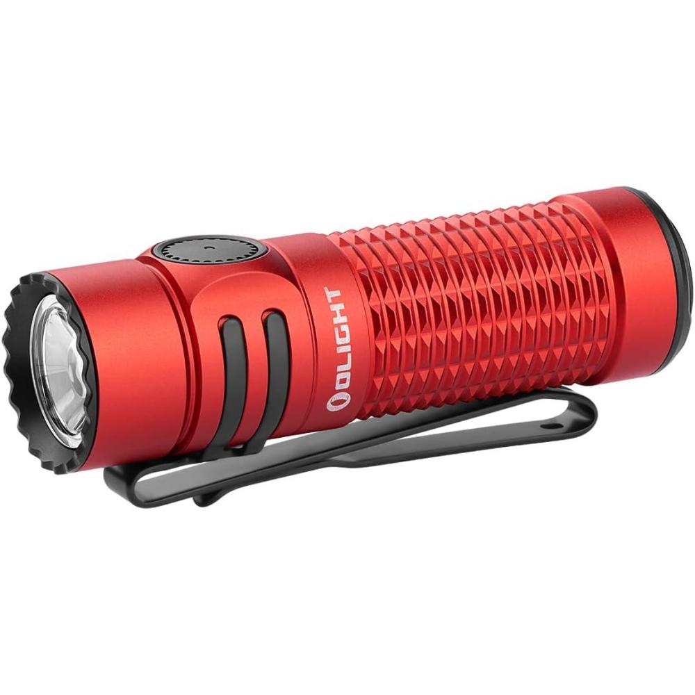 image:imageOLIGHT Warrior Nano Tactical Flashlight 1200 Lumens Rechargeable LED Light with MCC Charger Dual Switches EDC for Emergency Outdoors and Camping RedRed