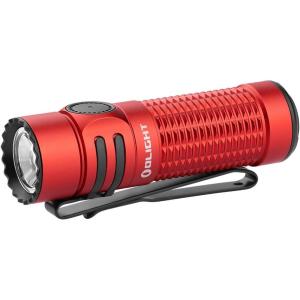 OLIGHT Warrior Nano Tactical Flashlight, 1200 Lumens Rechargeable LED Light with MCC Charger, Dual Switches EDC for Emergency, Outdoors and Camping (Red)(Red)