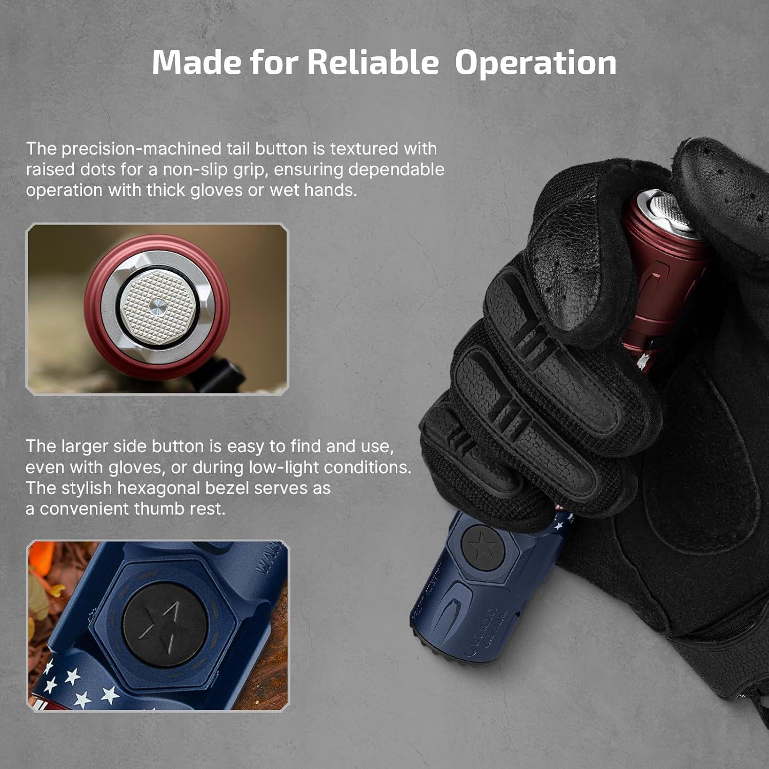 image:imageOLIGHT Warrior Ultra 2500 High Lumens Tactical Flashlight Compact Dual Switches Rechargeable Handheld Bright Light with Proximity Sensor for Outdoor Emergency Searching Stars amp Stripes Edition