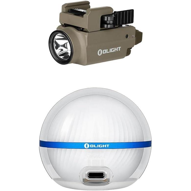 image:imageOLIGHT Baldr S 800 Lumens Compact Rail Mount Weaponlight with Green Beam and White LED Combo Bundle Sphere C Smart Night Light USBC Rechargeable App Control Ambient Lighting