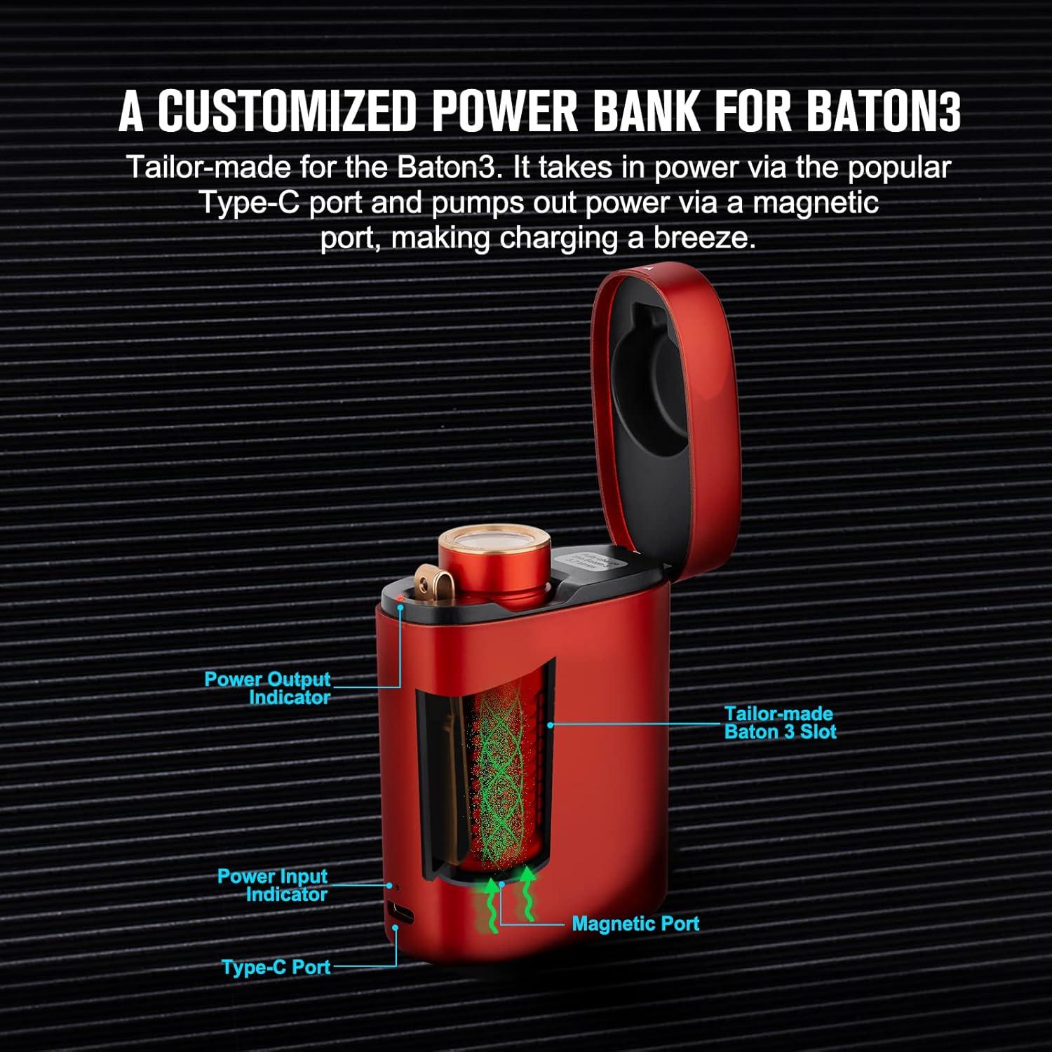 image:imageOLIGHT Baton3 Premium Edition 1200 Lumens Flashlight Powered by a Single Rechargeable Battery UltraCompact LED Flashlight with Charging Box Red