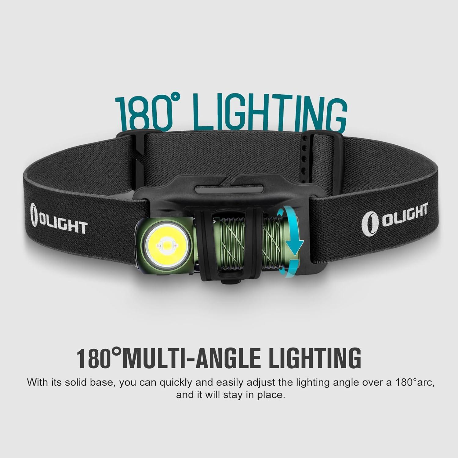 image:imageOLIGHT Perun 2 Mini Headlamp 1100 Lumens LED Head Flashlight Rechargeable Headlight with Red Light Option Great for Working Hiking Camping and Climbing OD Green Cool Whtie Light 57006700KOD Green