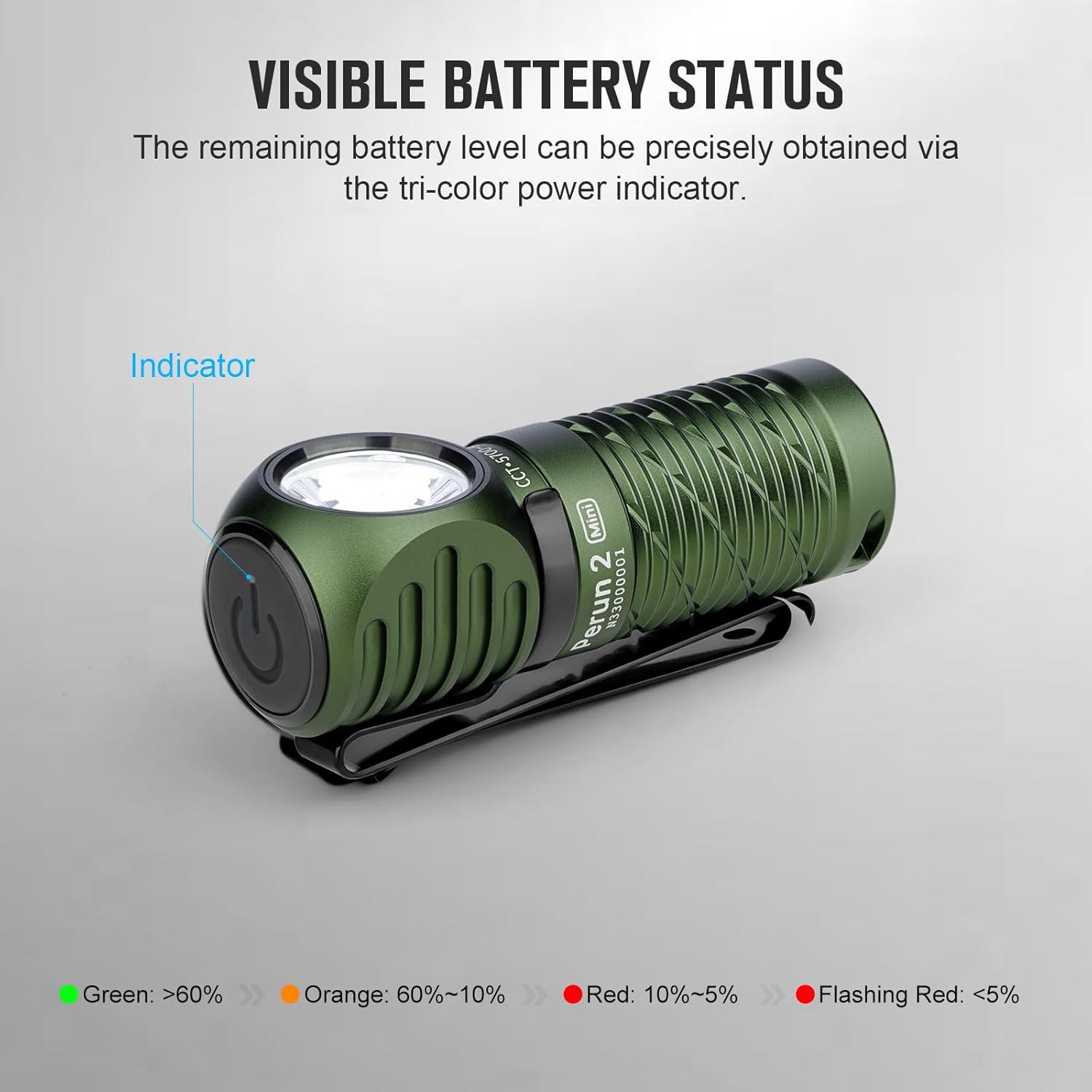 image:imageOLIGHT Perun 2 Mini Headlamp 1100 Lumens LED Head Flashlight Rechargeable Headlight with Red Light Option Great for Working Hiking Camping and Climbing OD Green Cool Whtie Light 57006700KOD Green