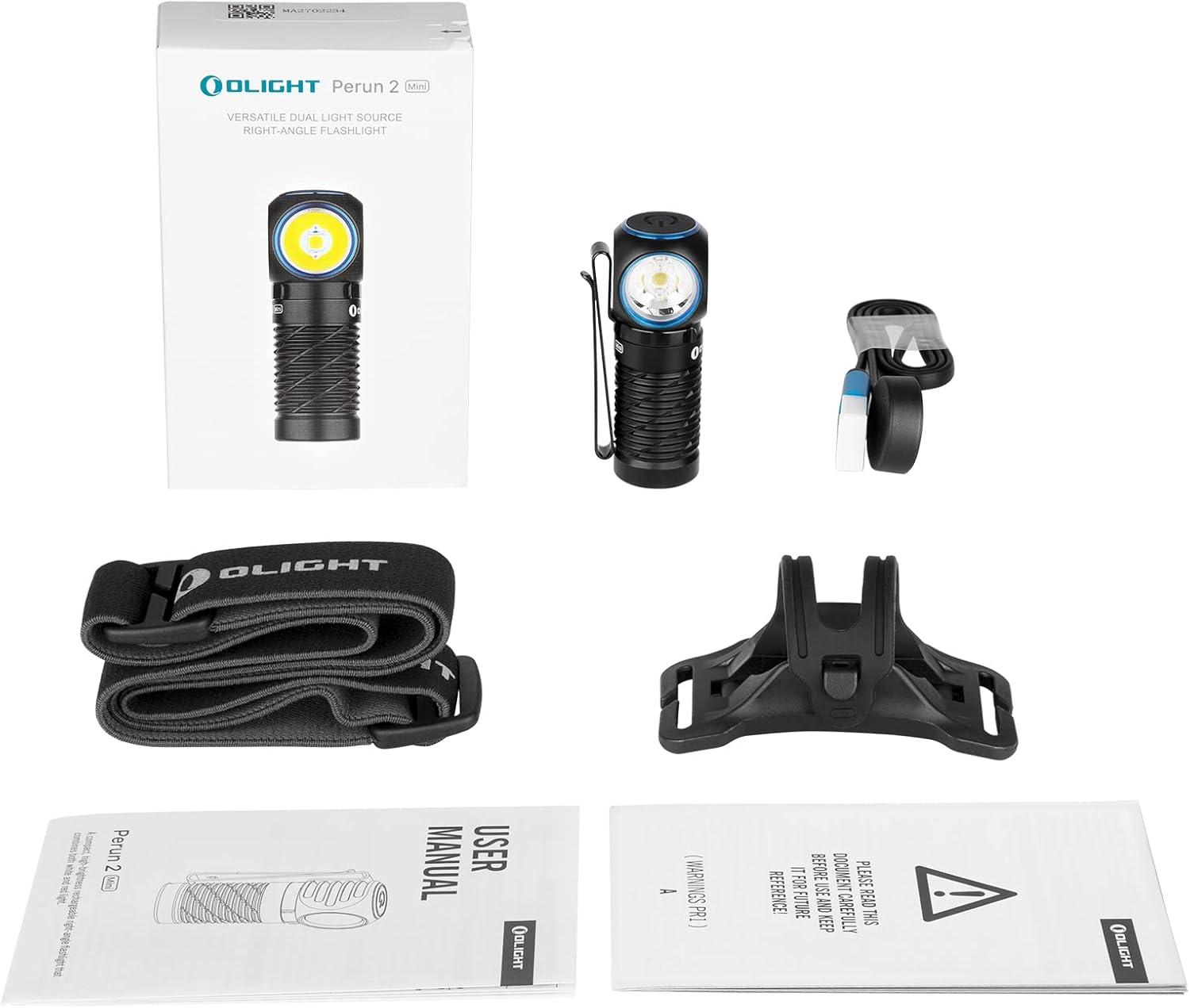 image:imageOLIGHT Perun 2 Mini Headlamp 1100 Lumens LED Head Flashlight Rechargeable Headlight with Red Light Option Great for Working Hiking Camping and Climbing OD Green Cool Whtie Light 57006700KBlack