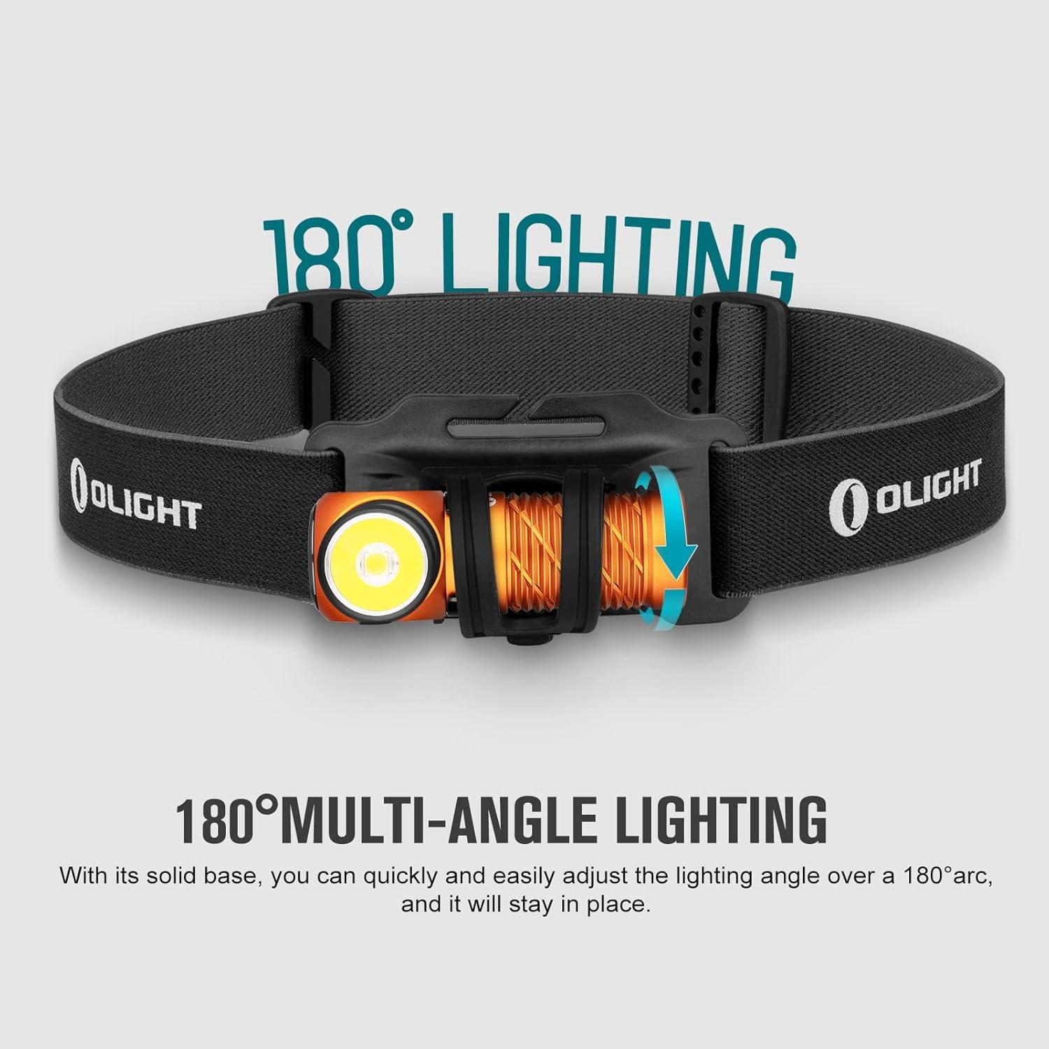 image:imageOLIGHT Perun 2 Mini Headlamp 1100 Lumens LED Head Flashlight Rechargeable Headlight with Red Light Option Great for Working Hiking Camping and Climbing OD Green Cool Whtie Light 57006700KOrange